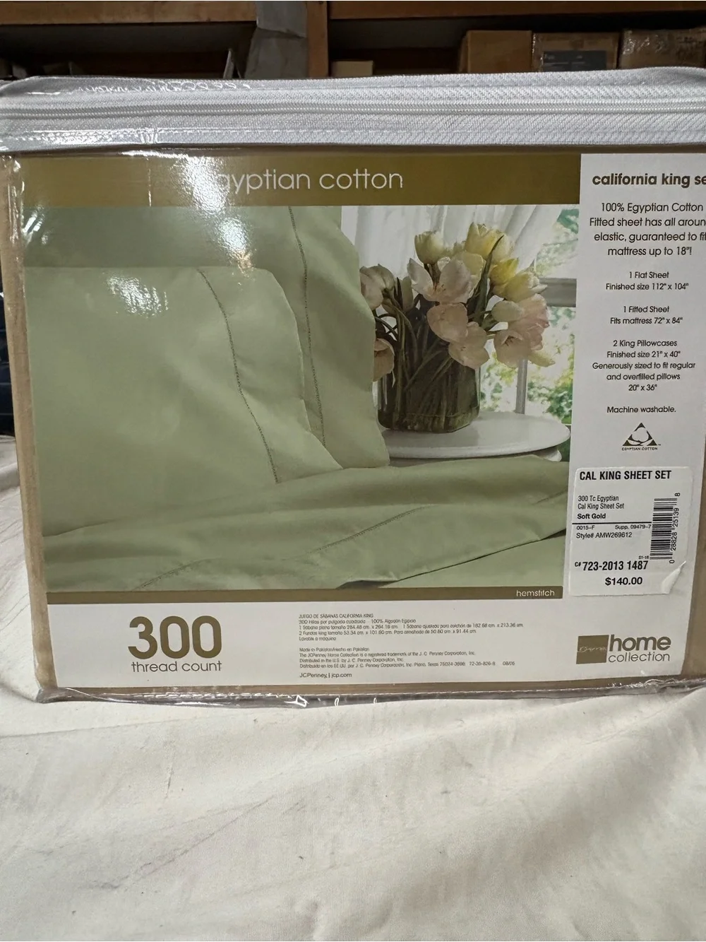 Jc penny Home Collection Egyptian Cotton 300-Thread Cal King Sheet Set - Gold